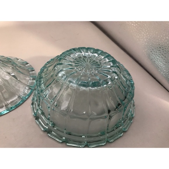 VTG 1970'S Indiana Glass Tiara 6" Diameter 6" Tall Aquamarine Covered Dish - Picture 6 of 8